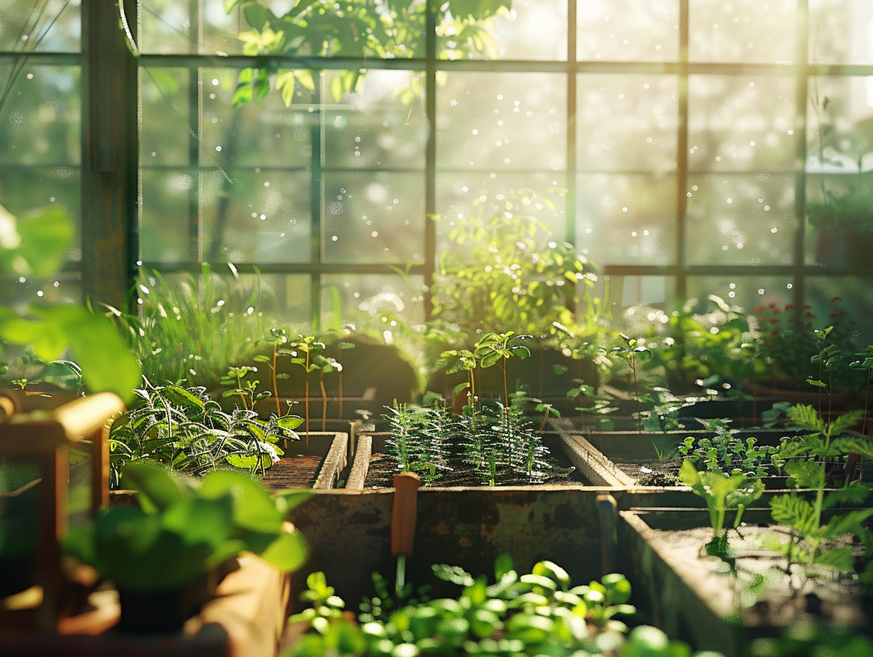 Szklarnia ogrodowa przez cztery pory roku