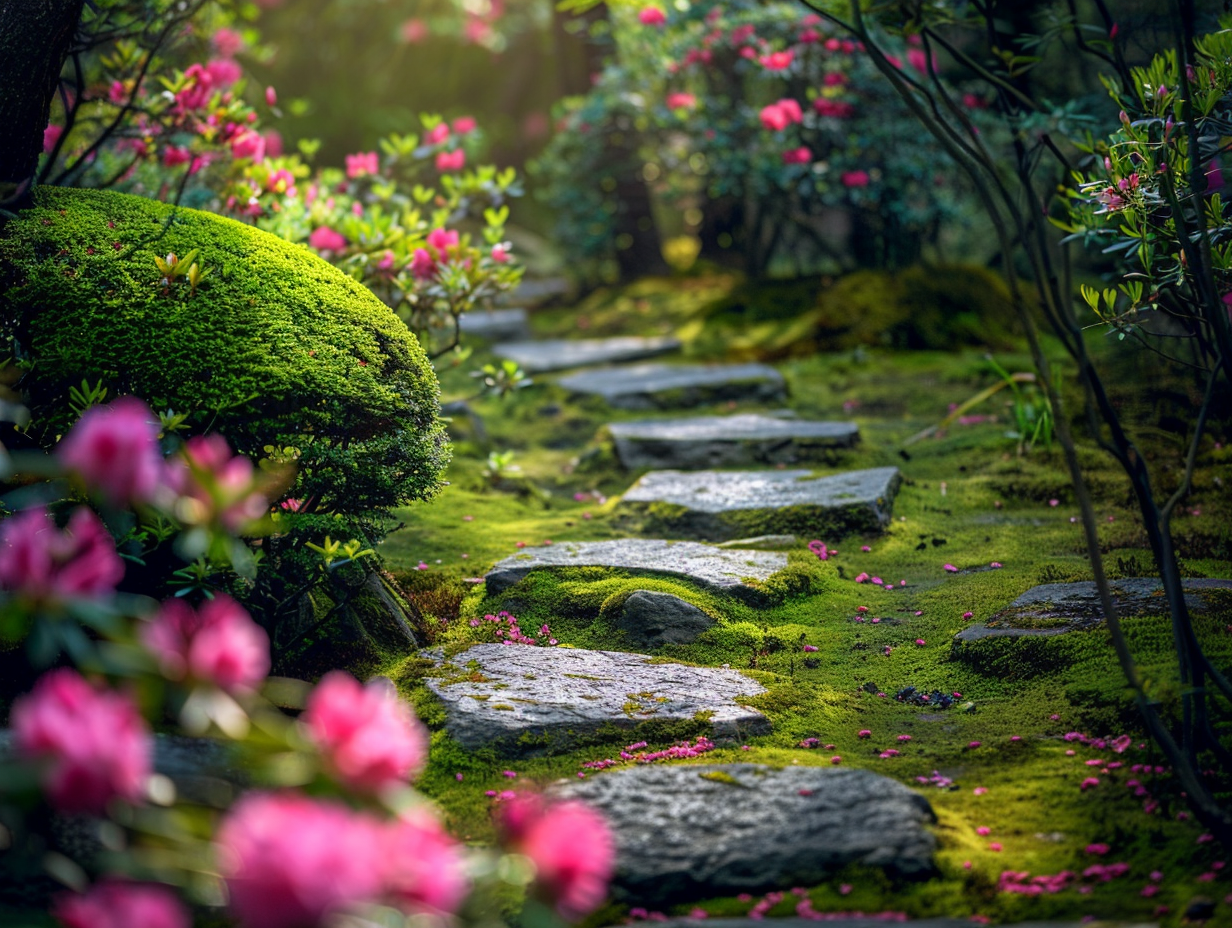 Mosty i ścieżki w ogrodzie japońskim